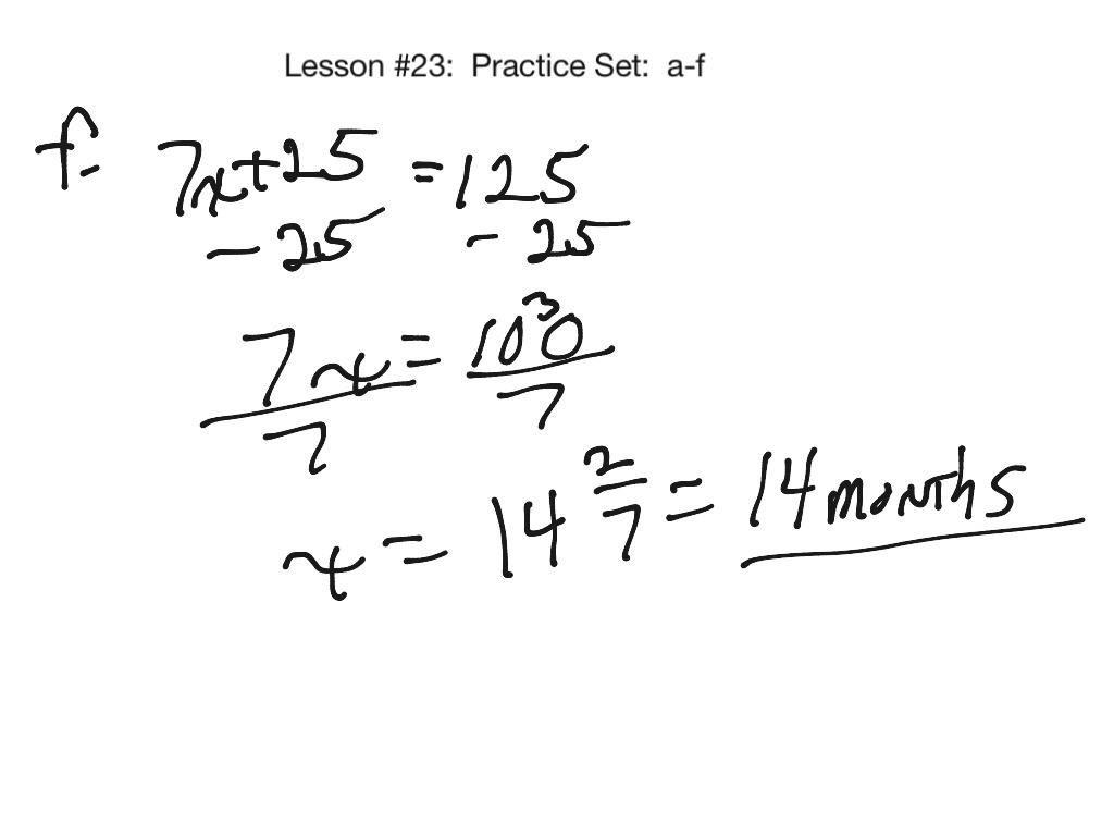 Algebra Lesson #23 Practice Set a-f | Math, Algebra, solving-equations ...