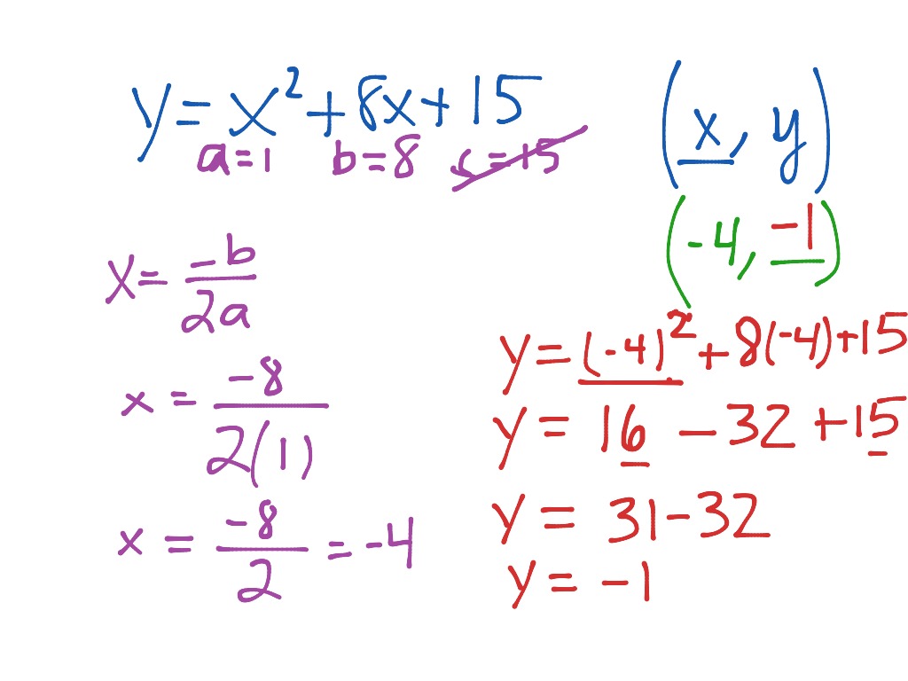 Calculating Vertex | Math, Algebra 2 | ShowMe