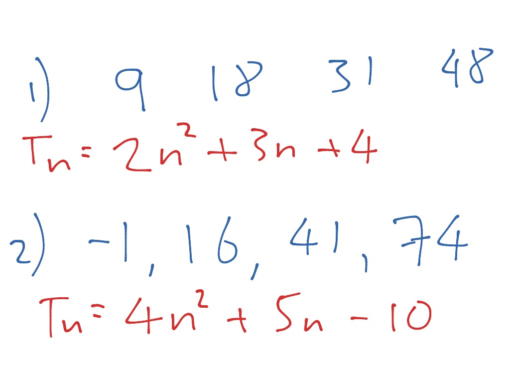 examples of quadratic sequences