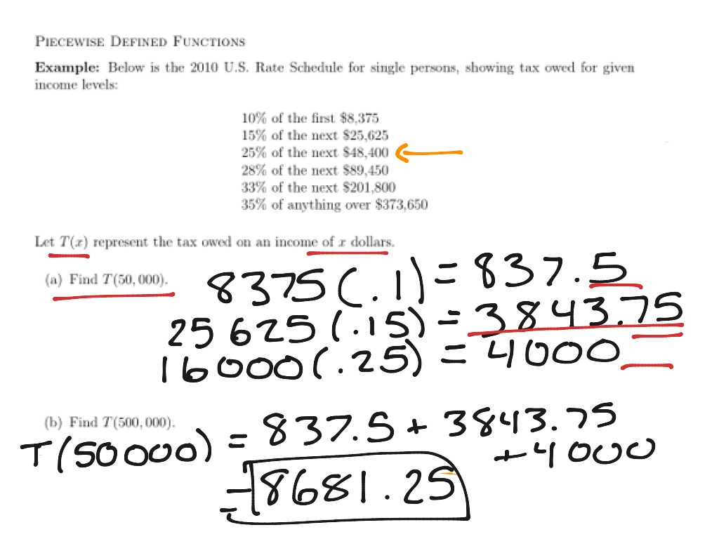 2 1 Tax Bracket (part a) Math ShowMe