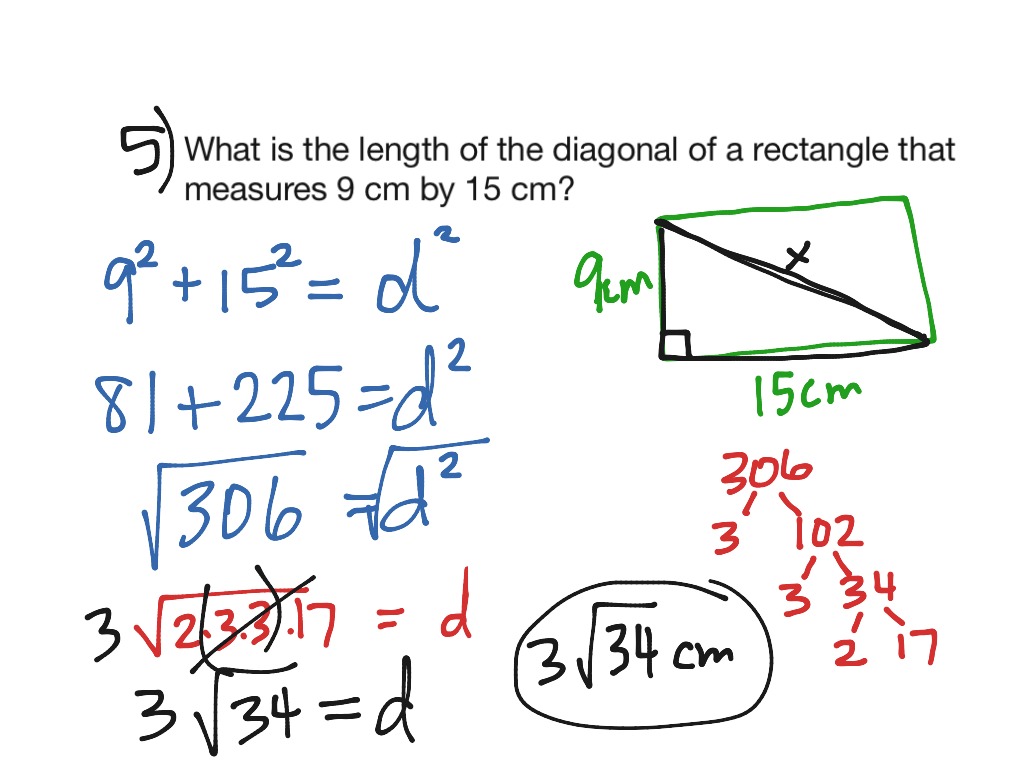 The Pythagorean Theorem with radicals | Math, Algebra, Simplifying