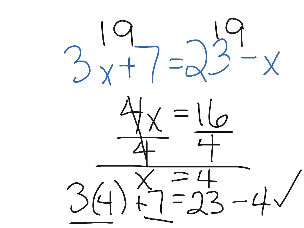 Solving With x on Both Sides Skill | Math, Middle School Math, 7th ...