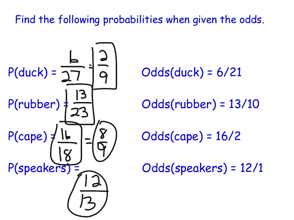 Probability Probability Vs Odds Lesson Math Statistics Showme