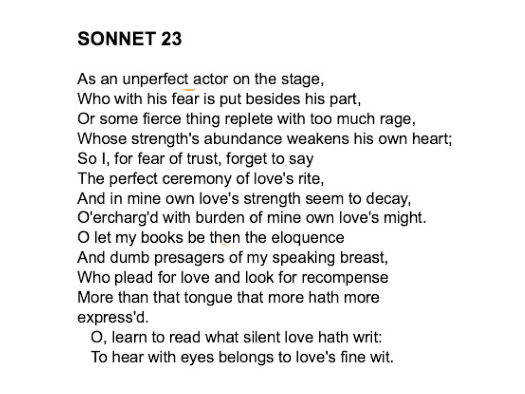 shakespeare sonnet 23