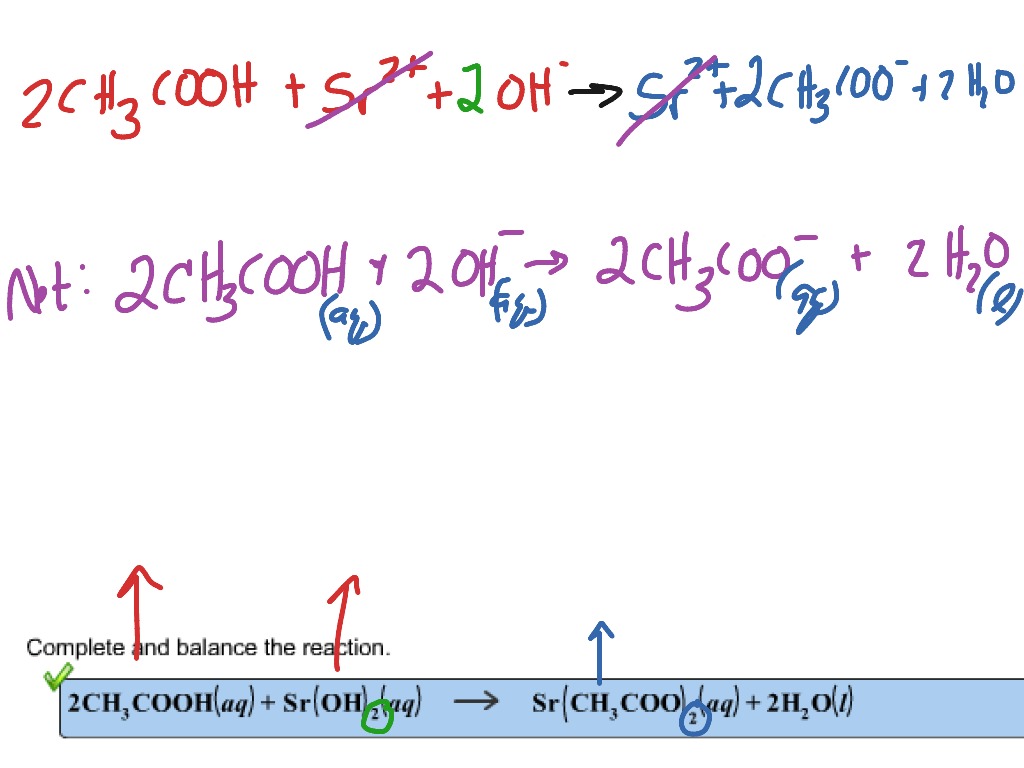 Net Ionic Equations Acetic Acid And Strontium Hydroxide Science Chemistry Chemical 4443