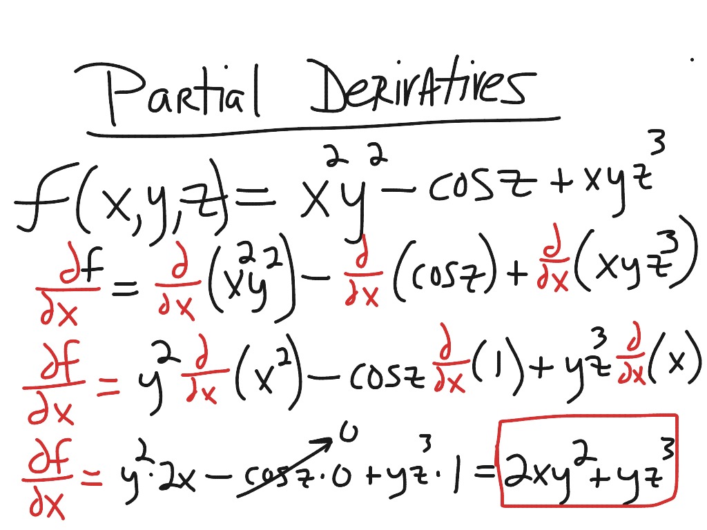 Partial Derivative With Respect To X Math Calculus Derivatives And Differentiation Showme