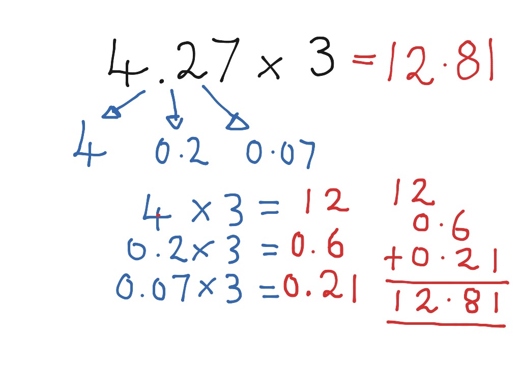 Multiplication 12, decimals (using partitioning) | ShowMe