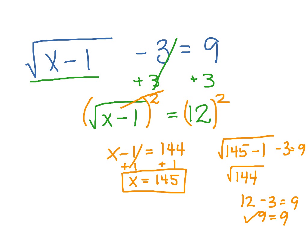 Solving radical equations | Math | ShowMe