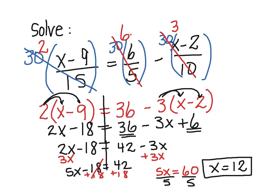 Clearing Away Fractions To Solve An Equation Math Linear Equations Showme 2496