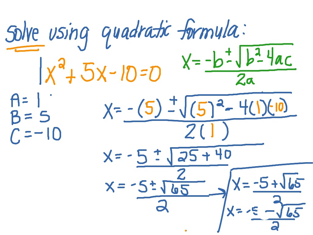 Quadratic formula | Math, Algebra, Quadratic Formula, A.REI.4 | ShowMe