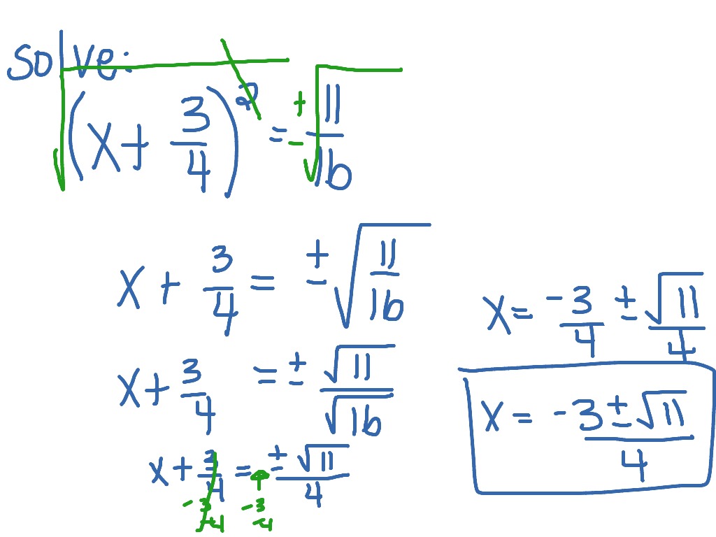 Square root property (fractions!) Math, Algebra