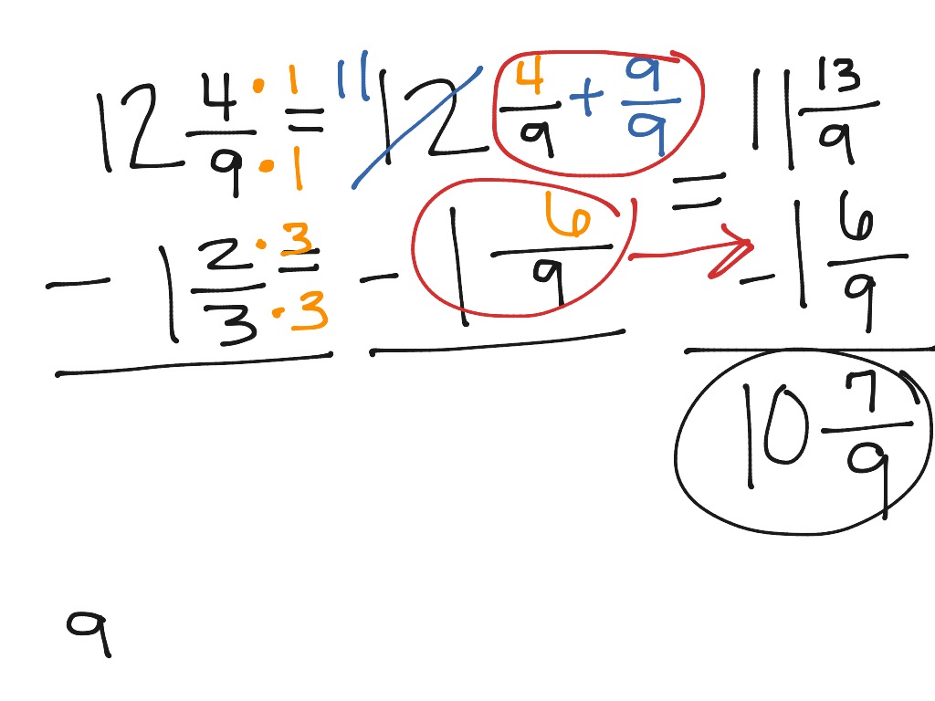 Subtracting Fractions With Borrowing Math ShowMe