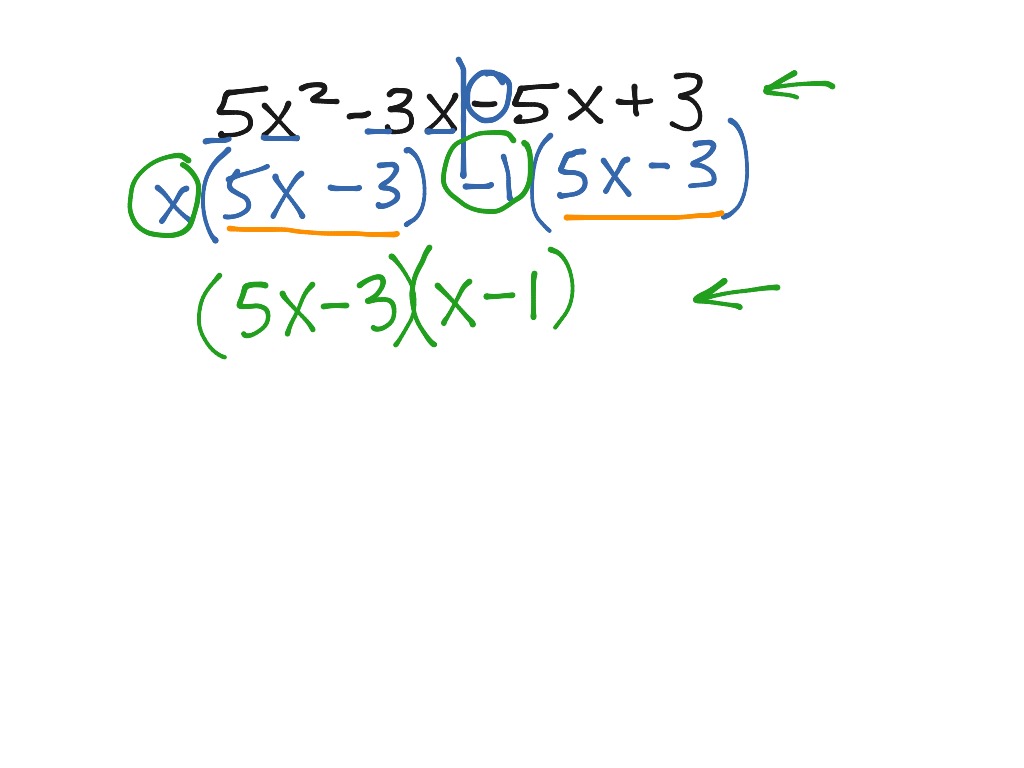 Factoring 4 Terms into 2 Binomials | Math, Algebra | ShowMe