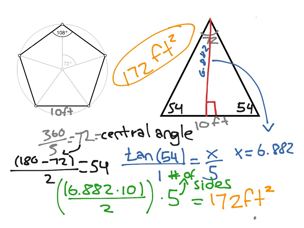 Finding Areas And Angles Of Regular Polygons Math Showme 3336