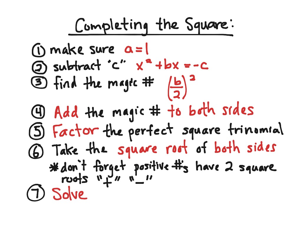 solve quadratic equations by completing the square