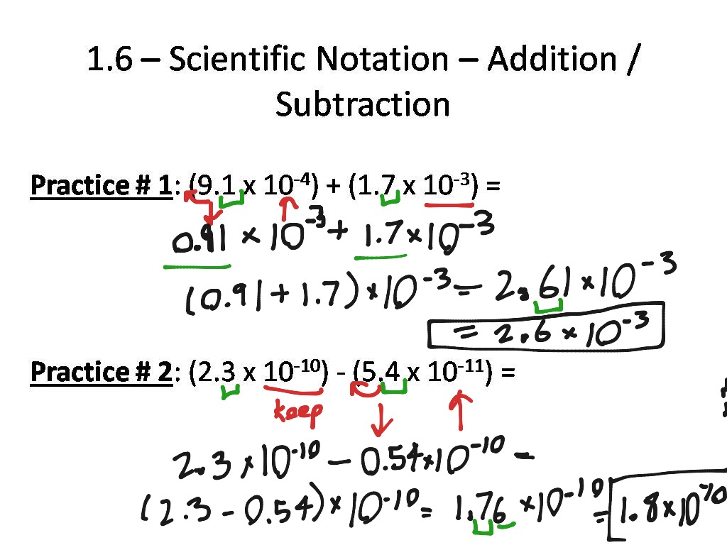 22.22 - Scientific Notation - Addition/Subtraction  Science Inside Adding Subtracting Scientific Notation Worksheet