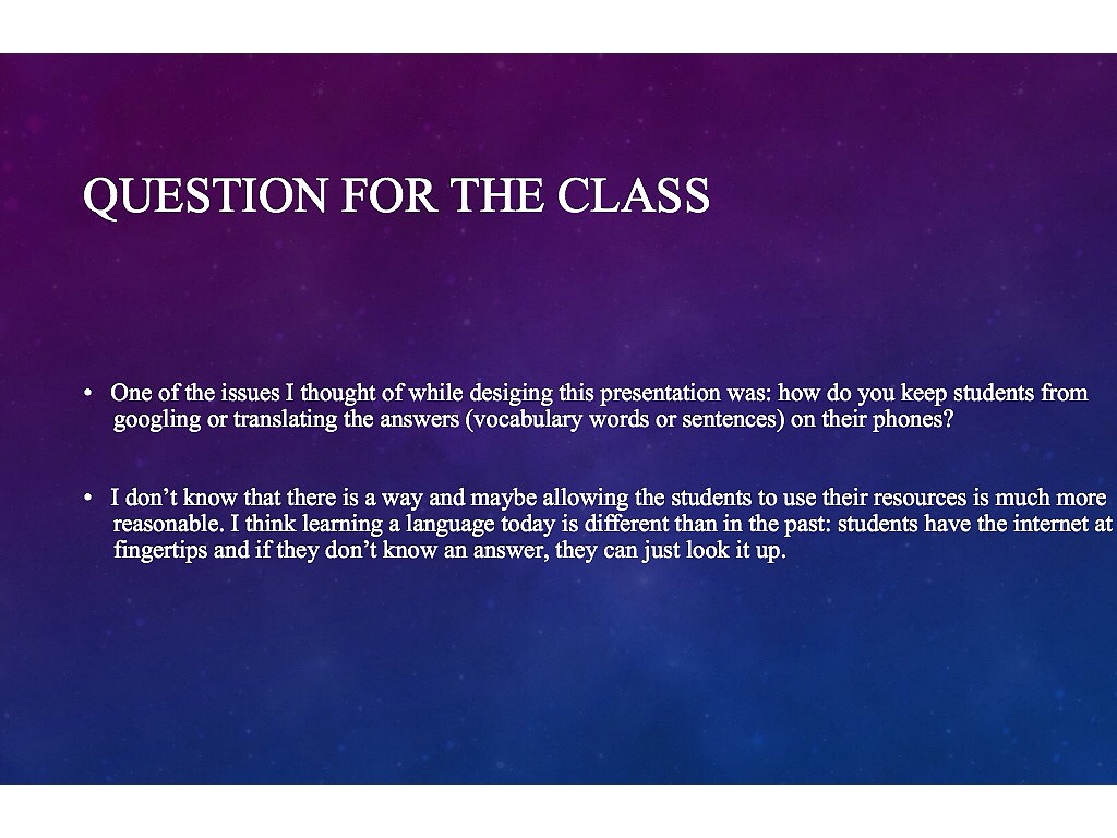 Call presentation | Language | ShowMe