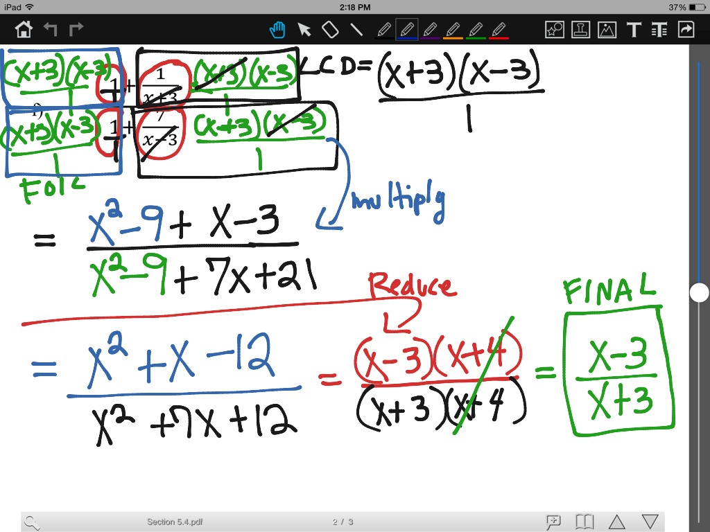 Section 5.4 example f | Math, Algebra, Rational Expressions, Fractions ...