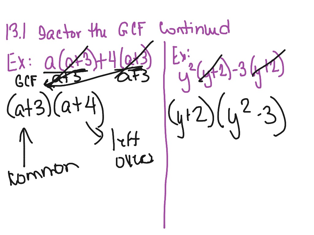 13.1 factor the gcf with () | Math | ShowMe