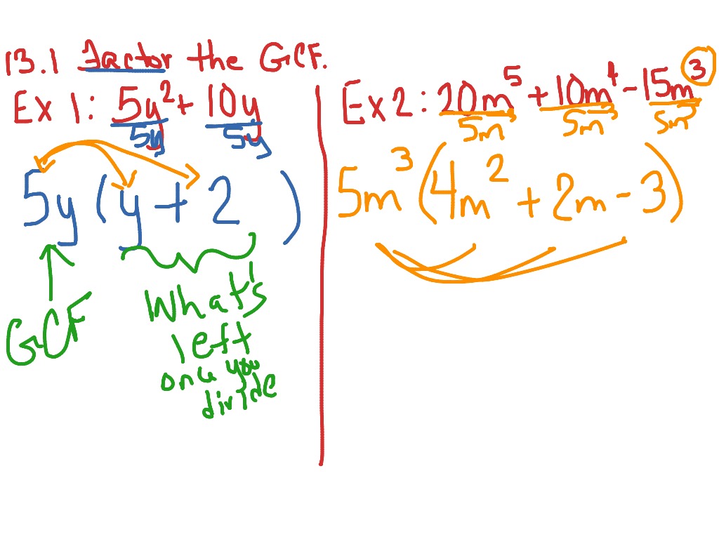13.1factor the gcf | Math | ShowMe