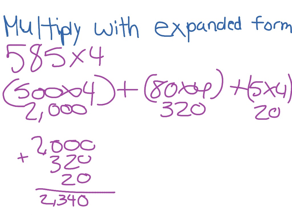 Multiplication Expanded Form Worksheets