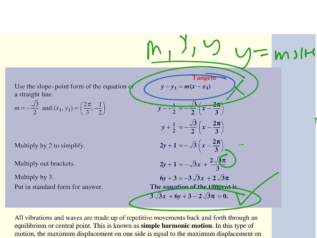 Finding The Equation Of The Tangent Math Calculus Showme
