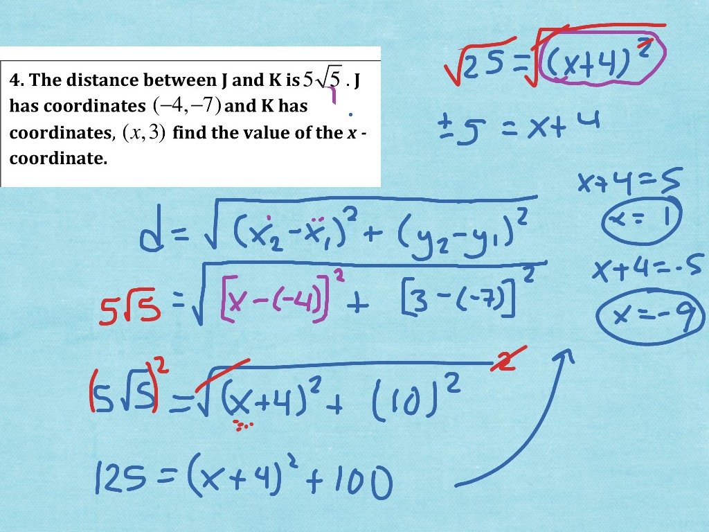 Geom Sem 1 Final Review P2 Std 15 4 Math Geometry Distance Formula