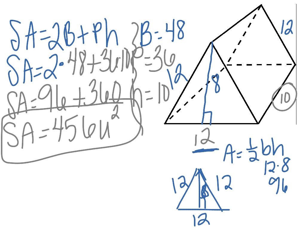 triangular based prism surface area formula