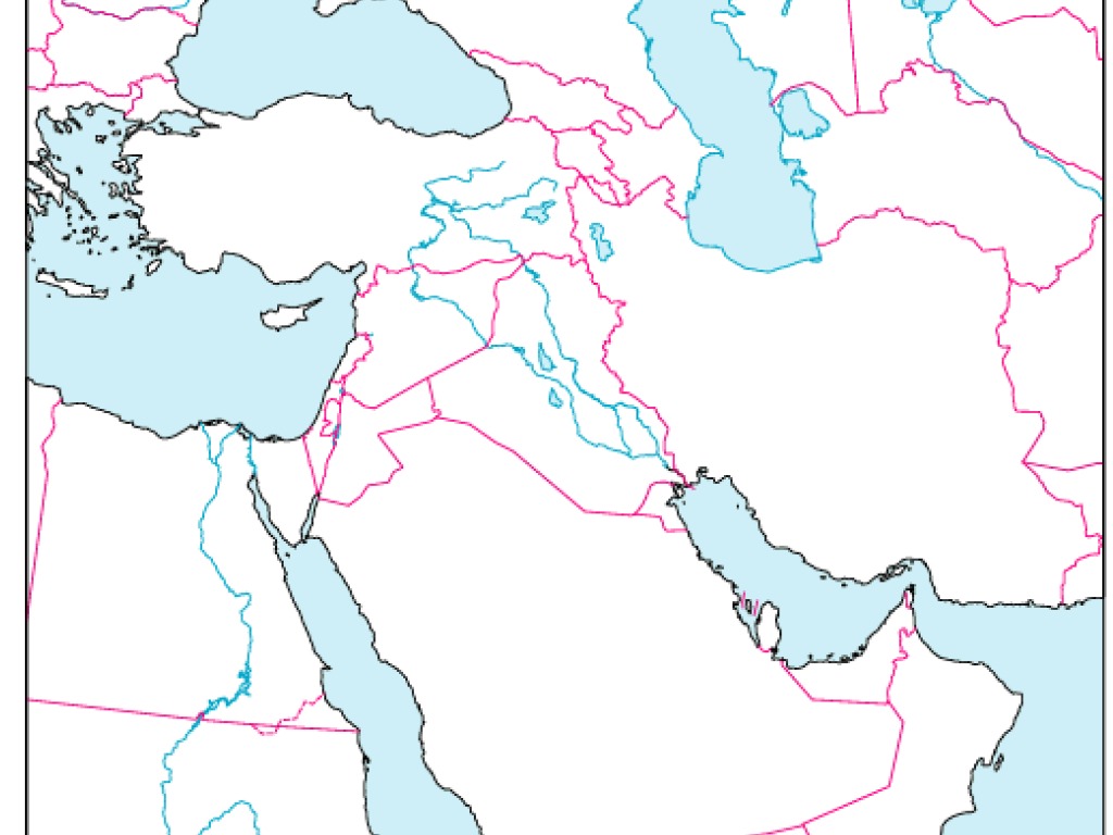 blank middle east physical map